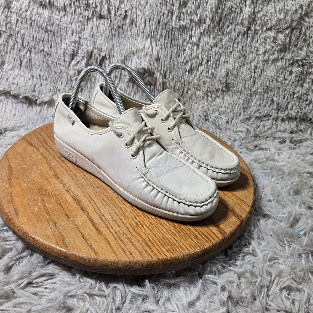 SAS Genuine Handsewn Comfort Shoes Siesta Women 9.5M Shoes White Leather Lace Up